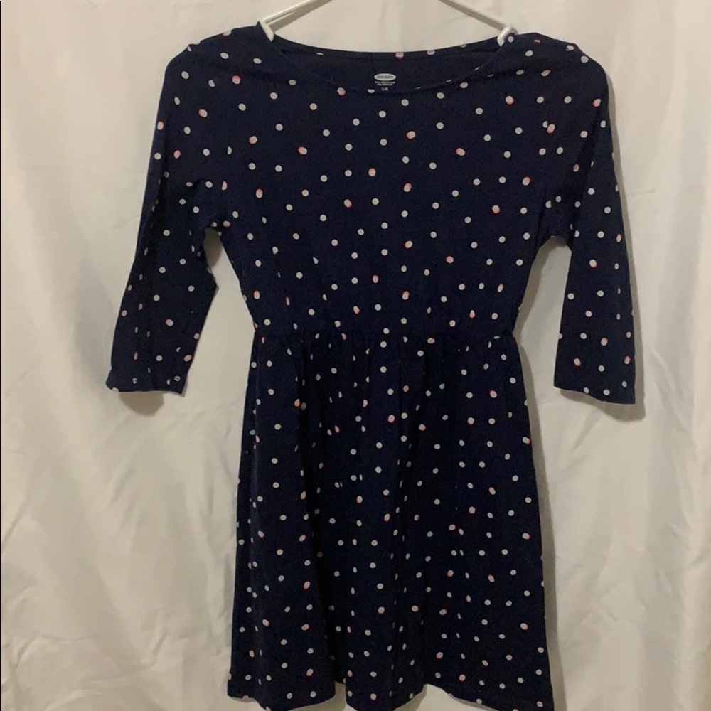 Old Navy Girls Blue Polka Dot Long Sleeve Dress
